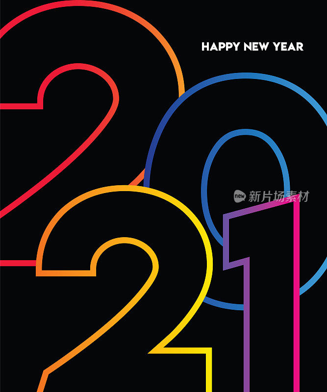 2021 Happy New Year background. 2021 lettering. Seasonal greeting card template. stock illustration